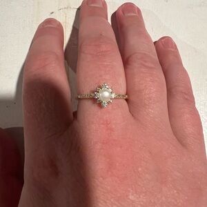 Gold Filled, Natural Pearl and Crystal Accent Ring 💍